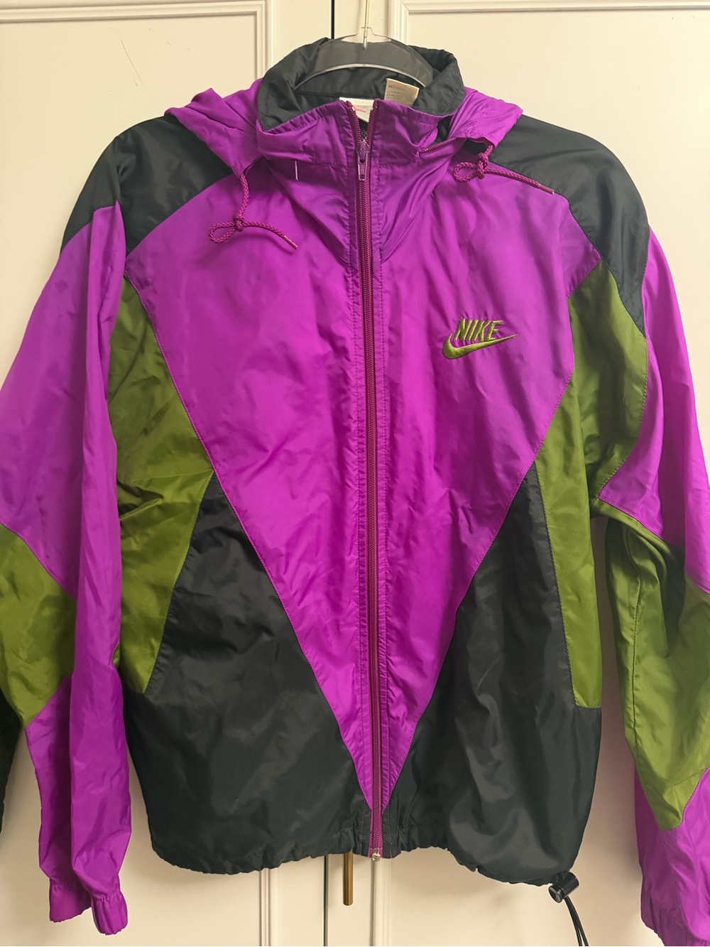 Nike Purple, Green & Black Colorblock Bomber Jacket
